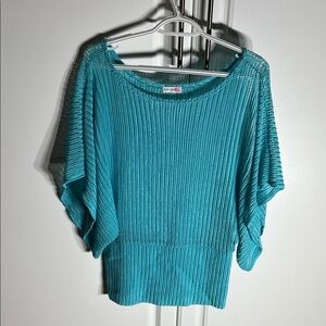 Teal Knit Batwing Sleeve Top